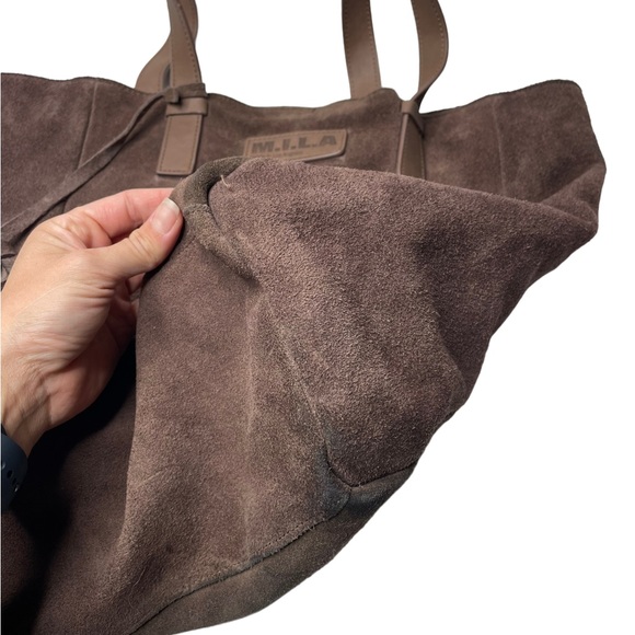 M.I.L.A. | Chocolate Brown Genuine Suede Leather Bohemian Slouchy Tote - Picture 9 of 9